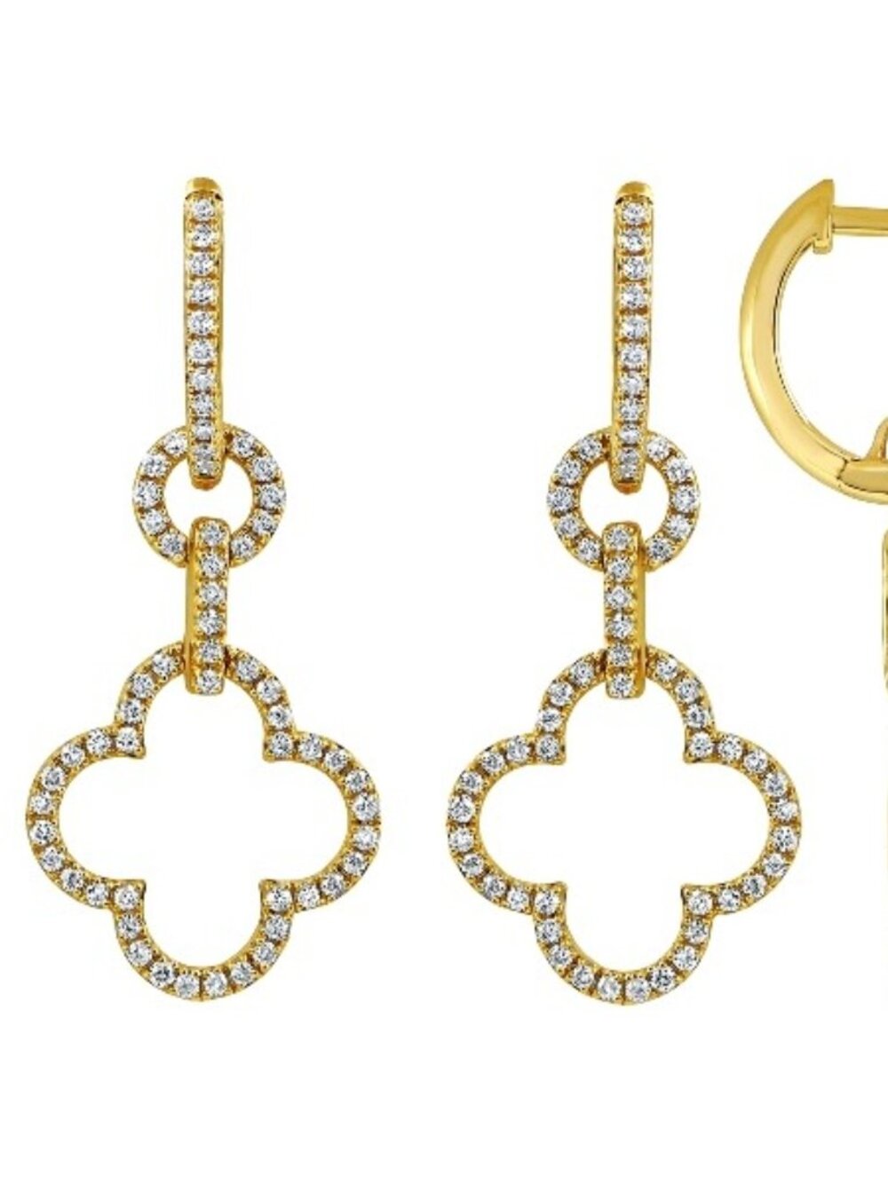 0.50 Carat Natural Diamond Drop Earrings G SI 14K Yellow Gold